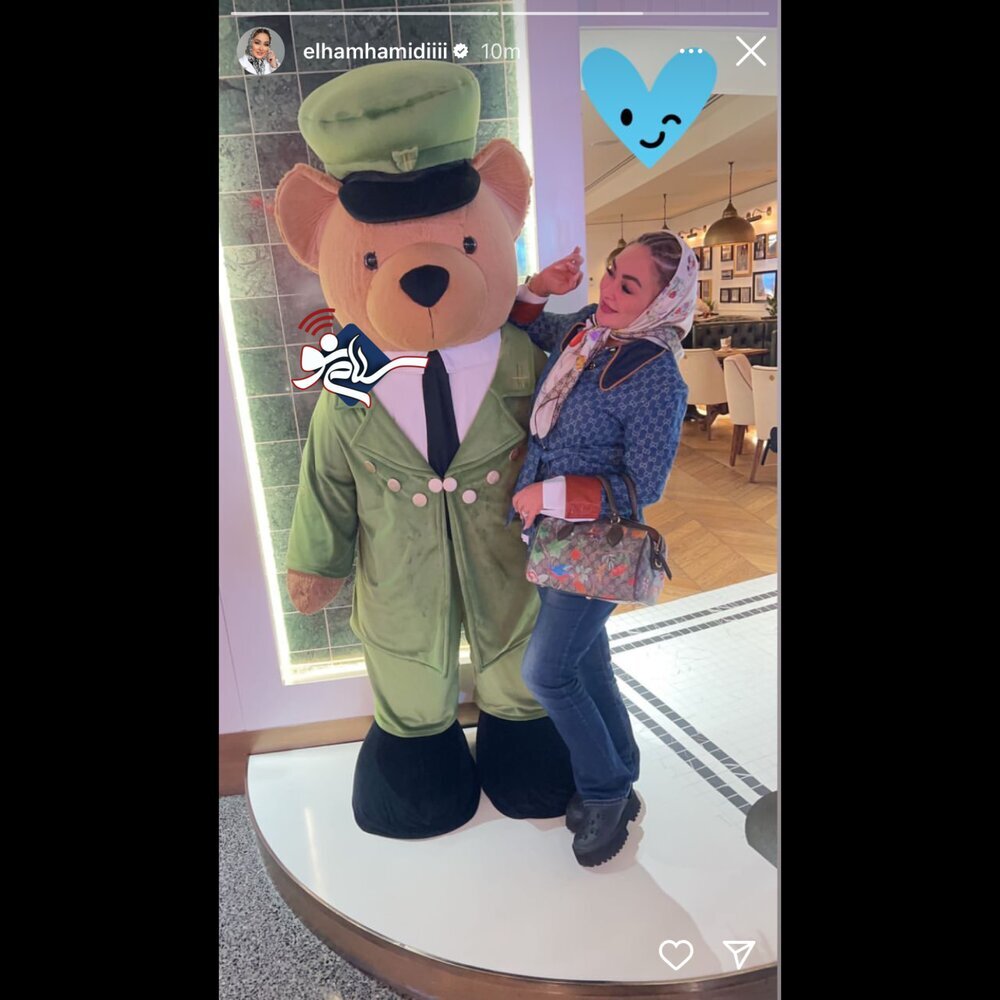 لوس بازی الهام حمیدی با یک خرس! + عکس لوس بازی الهام حمیدی با یک خرس! + عکس