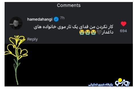 کامنت تلخ حامد آهنگی زیر یک پست پربازدید شد