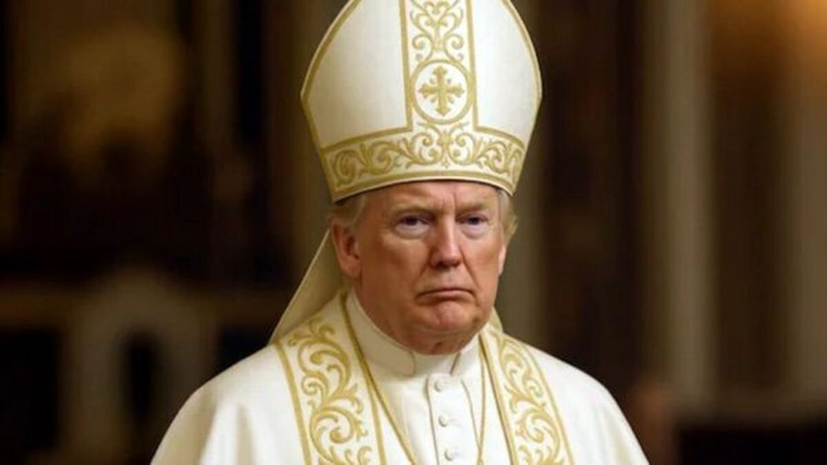 واکنش جالب ترامپ به انتشار تصویر جنجالیاش در لباس پاپ + فیلم واکنش جالب ترامپ به انتشار تصویر جنجالیاش در لباس پاپ + فیلم